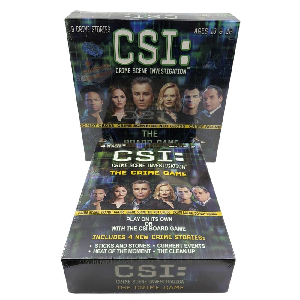 CSI Crime Scene Investigation Board Game 2004 & Expansion Crime Game NIB Sealed